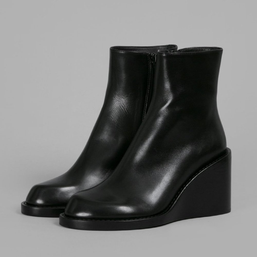 Ann Demeulemeester Black Leather Ankle Boots 8.5